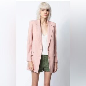 NEW NWT ZADIG & VOLTAIRE Vita Jac Mandala Jacket blush blazer size Large